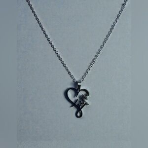 Silver Stainless Steel Faith Heart Pendant Necklace